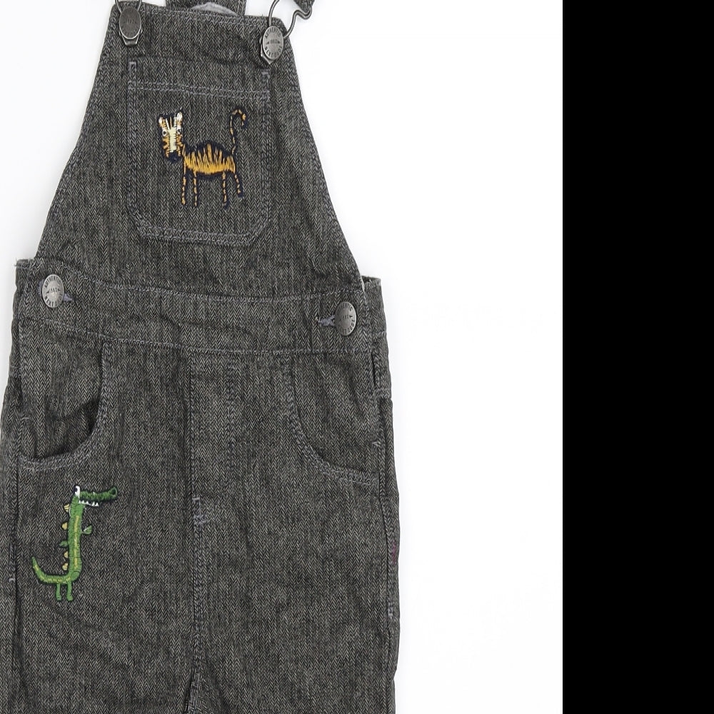 NEXT Girls Grey Herringbone  Dungaree One-Piece Size 2-3 Years