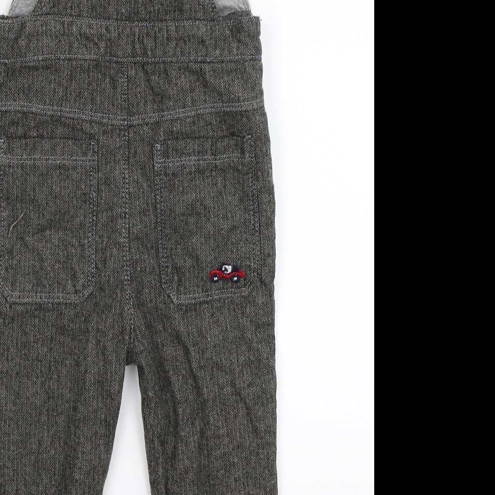NEXT Girls Grey Herringbone  Dungaree One-Piece Size 2-3 Years