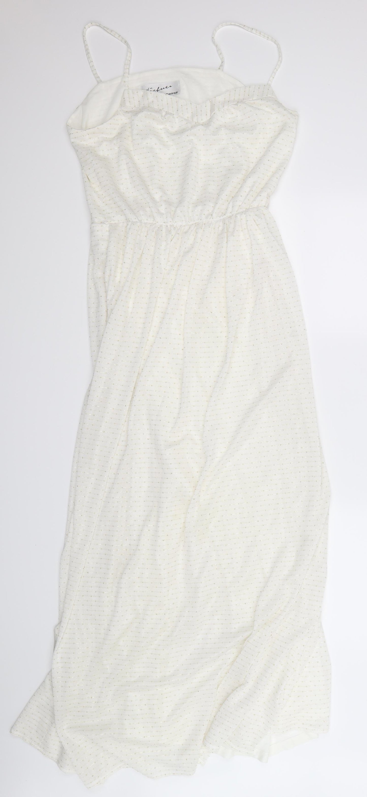 Hopfuer Womens White Striped  Maxi  Size M