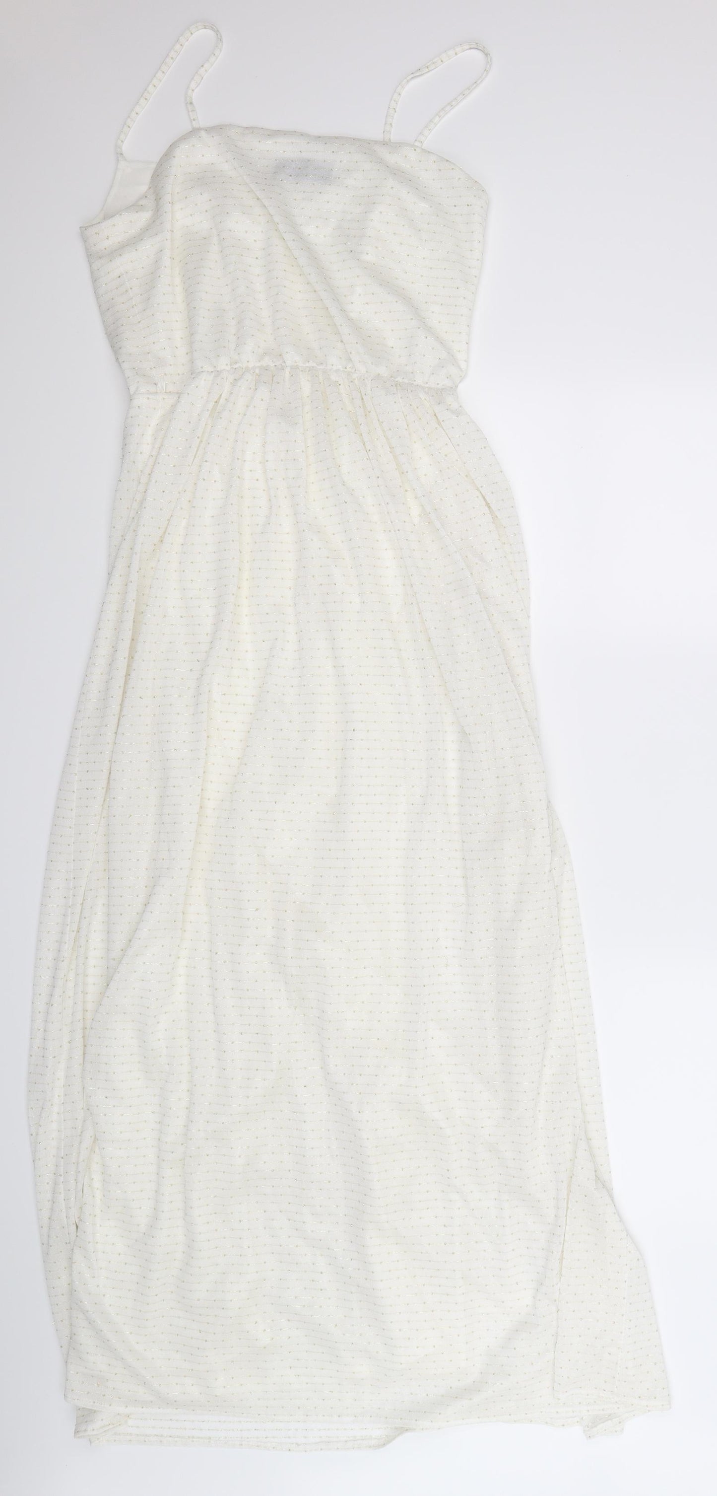 Hopfuer Womens White Striped  Maxi  Size M