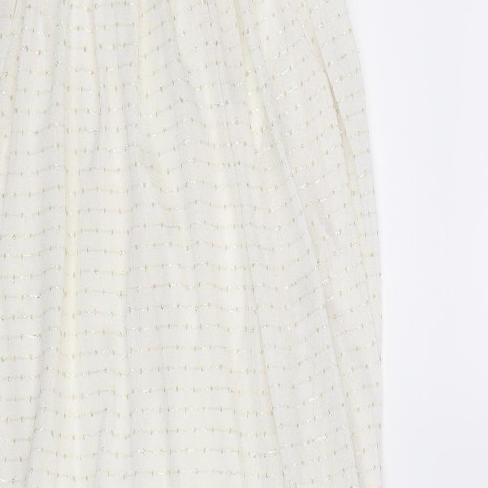 Hopfuer Womens White Striped  Maxi  Size M