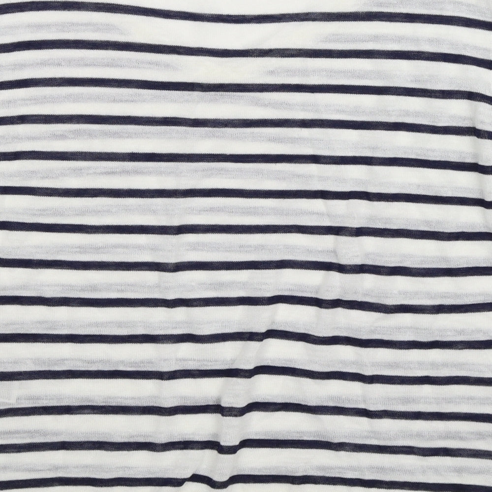 Marks and Spencer Womens White Striped Knit Pullover Jumper Size 16