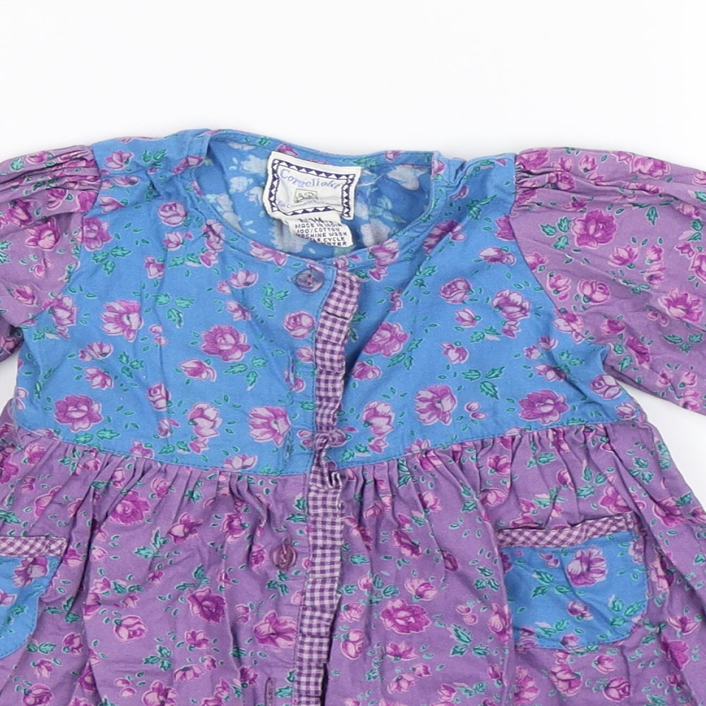 Cornelloki Girls Purple Floral  Fit & Flare  Size 9-12 Months