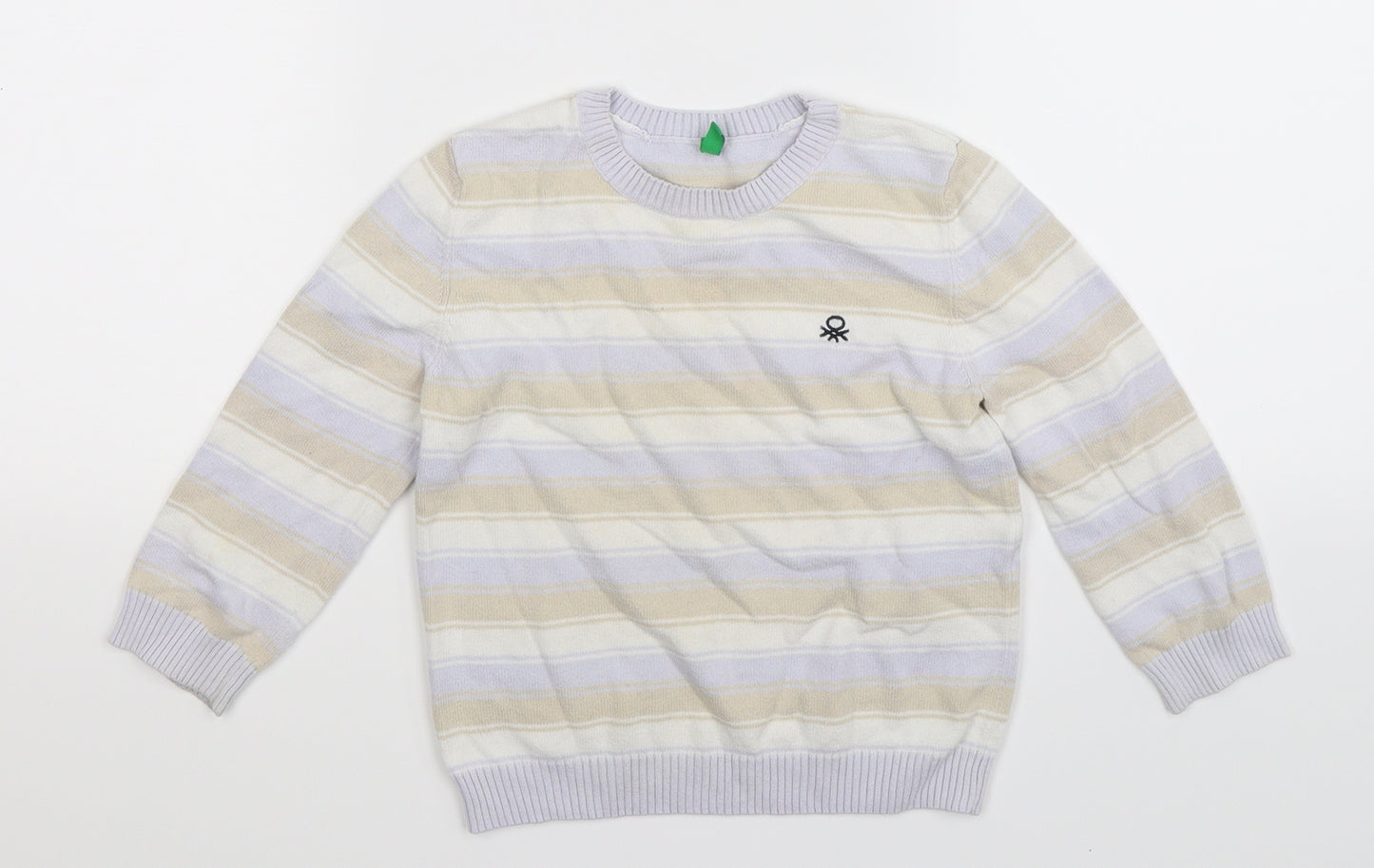 United Colors of Benetton Boys Multicoloured Striped Knit Pullover Jumper Size 3-4 Years