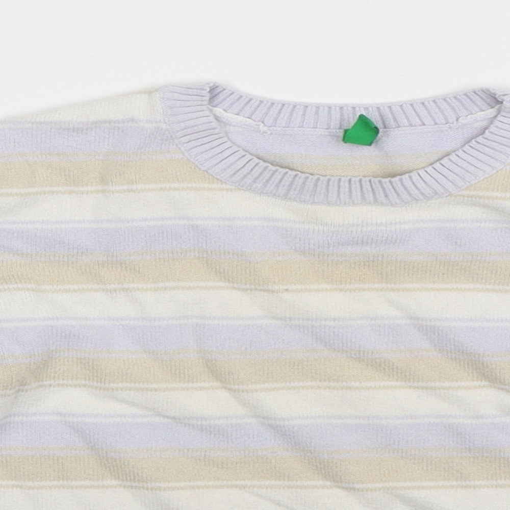 United Colors of Benetton Boys Multicoloured Striped Knit Pullover Jumper Size 3-4 Years