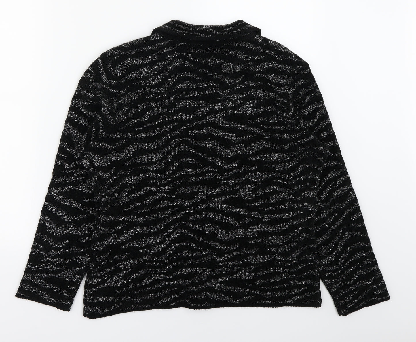 Marks and Spencer Womens Black Striped  Cardigan Jumper Size 14