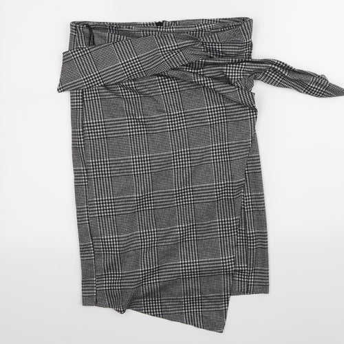 NEXT Womens Black Check  Flare Skirt Size 14