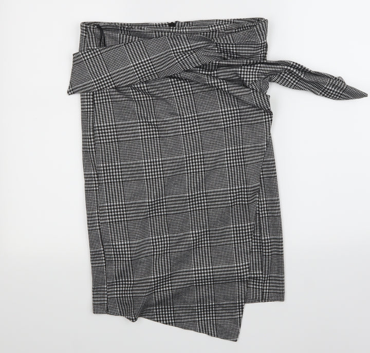 NEXT Womens Black Check Flare Skirt Size 14