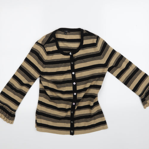 Linea Womens Beige Striped  Cardigan Jumper Size 10