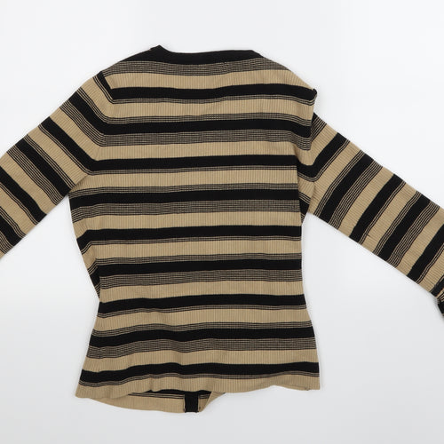 Linea Womens Beige Striped  Cardigan Jumper Size 10