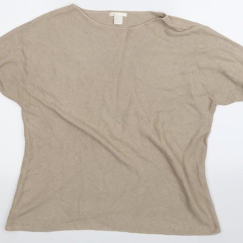 H&M  Womens Beige Striped  Pullover Jumper Size 10