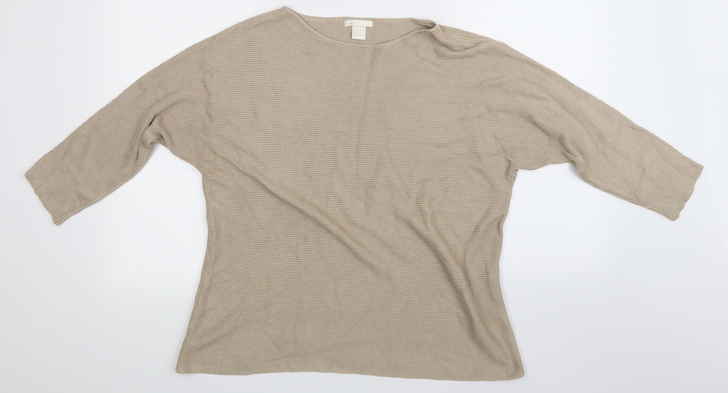 H&M  Womens Beige Striped  Pullover Jumper Size 10