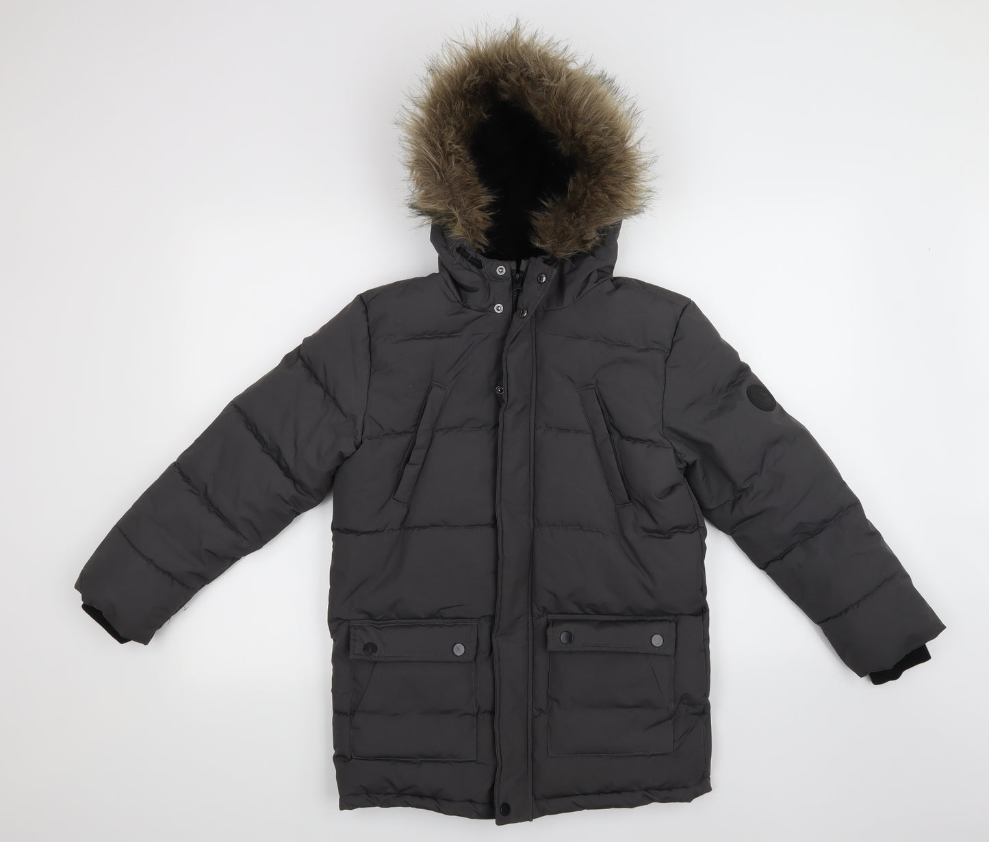 Primark Boys Grey   Parka Coat Size 10-11 Years