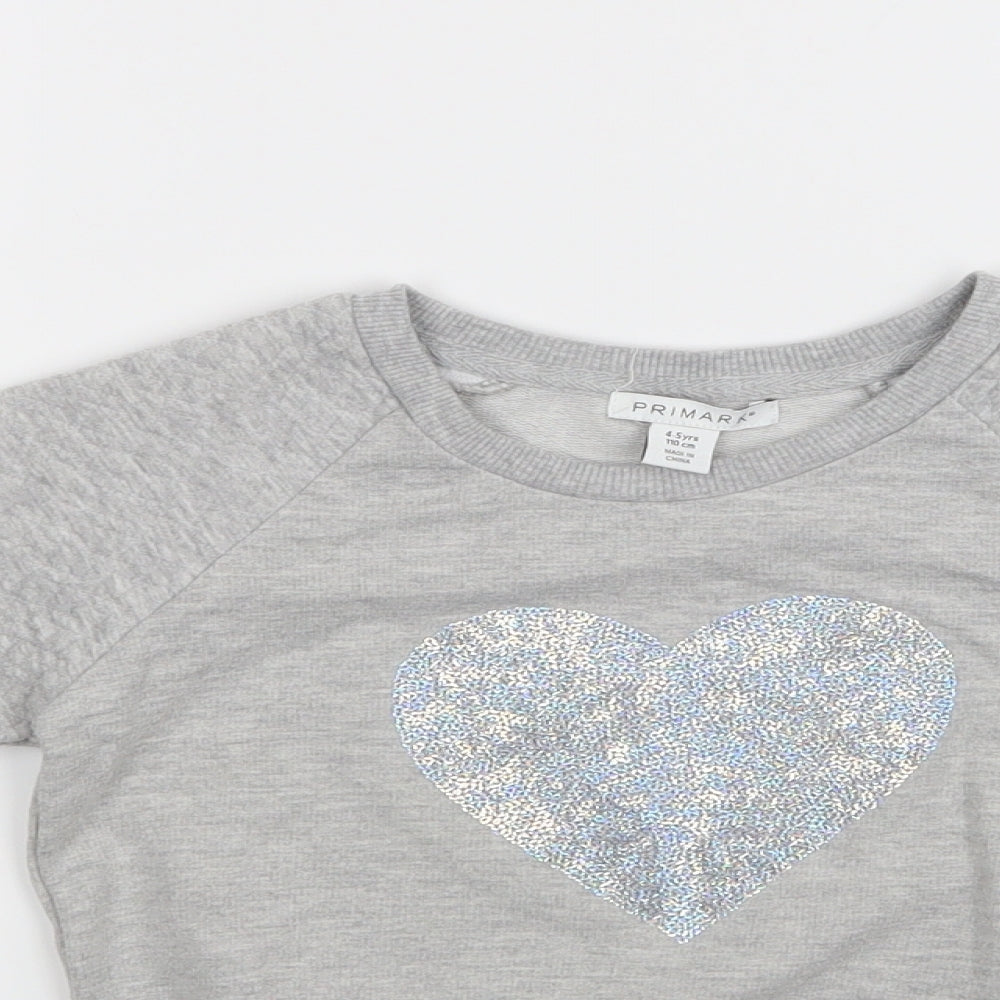 Primark Girls Grey   Pullover Jumper Size 4-5 Years