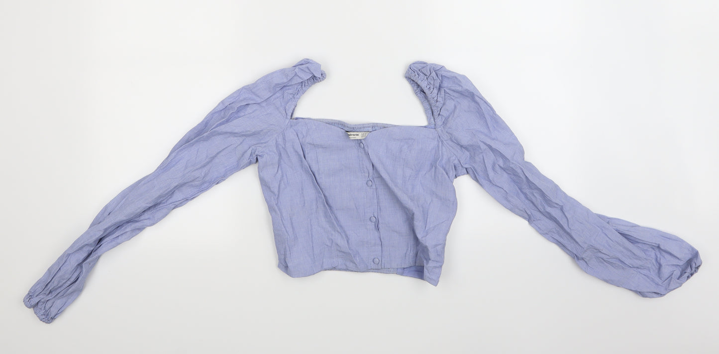 Stradivarius Womens Blue   Cropped T-Shirt Size 6