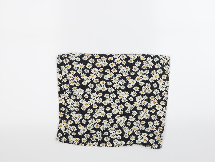 New Look Womens Black Floral Wrap Skirt Size 12