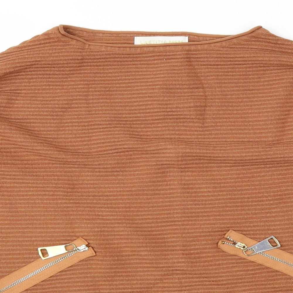 LAETITA Womens Brown   Basic T-Shirt Size M