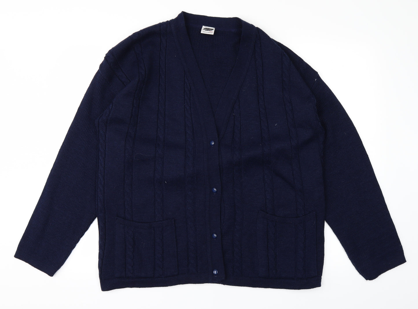 100acrylic Womens Blue  Knit Cardigan Jumper Size 2XL