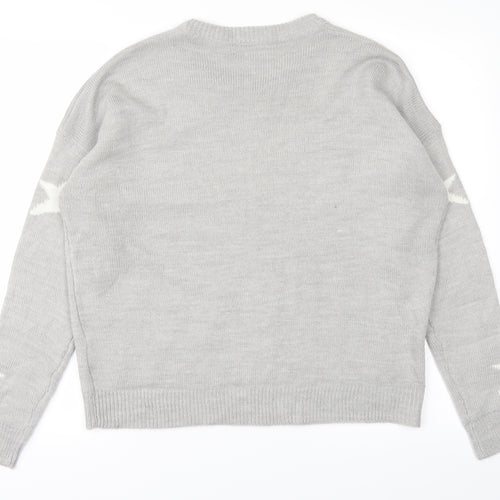 Brave Soul Womens Grey  Knit Pullover Jumper Size 12  - Stars