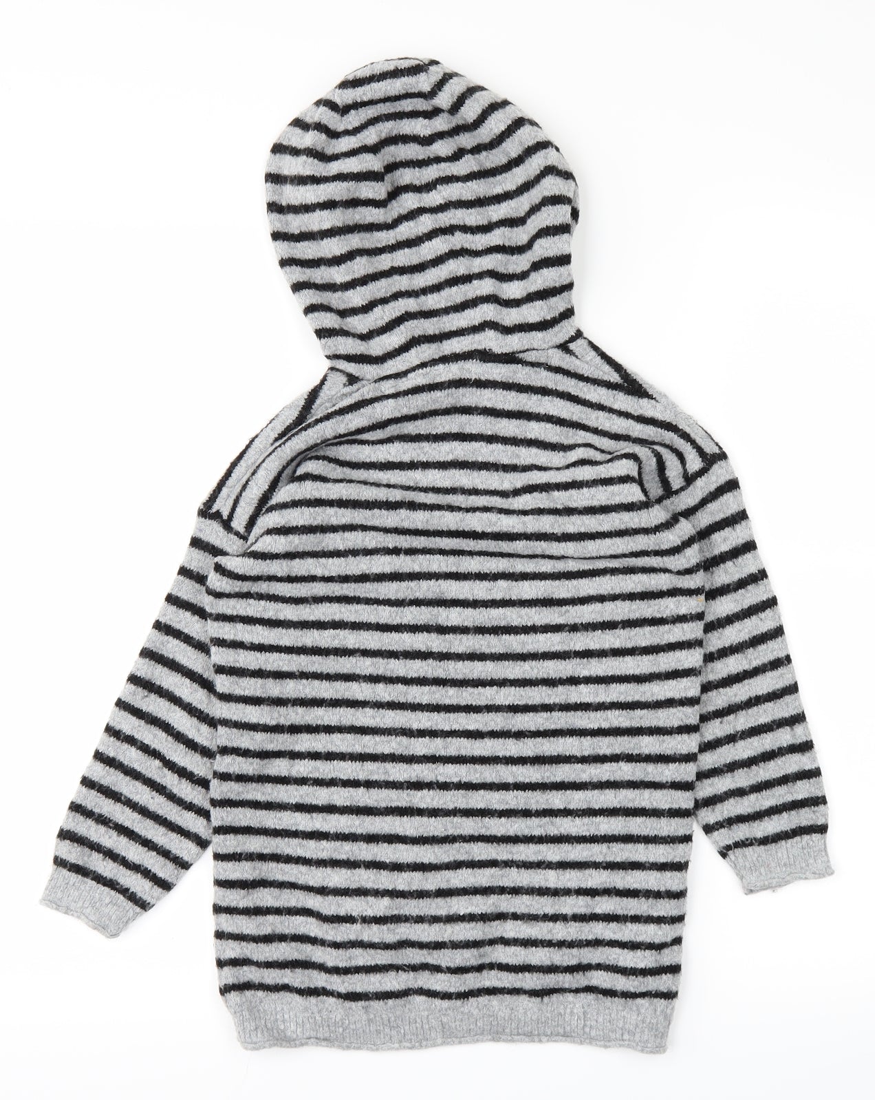 NEXT Boys Grey Striped  Pullover Hoodie Size 5 Years