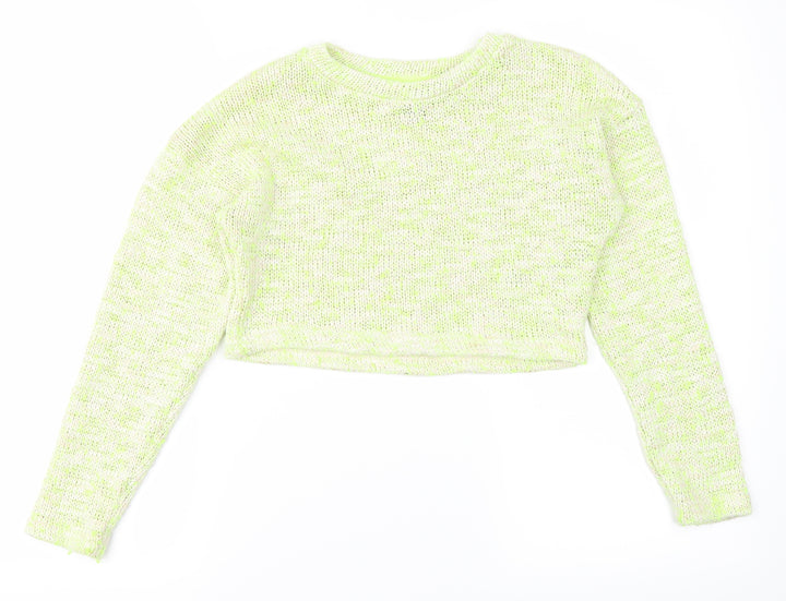 New Look Girls White Knit Cropped T-Shirt Size 10-11 Years