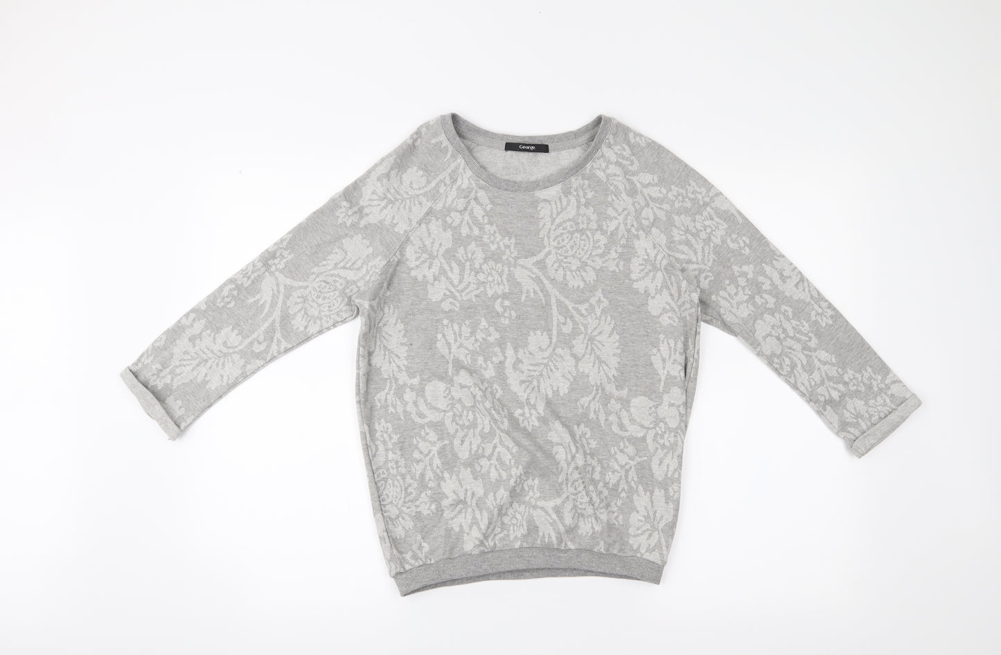 George Womens Grey Floral  Pullover Jumper Size 8