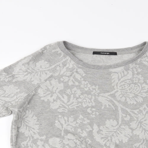 George Womens Grey Floral  Pullover Jumper Size 8