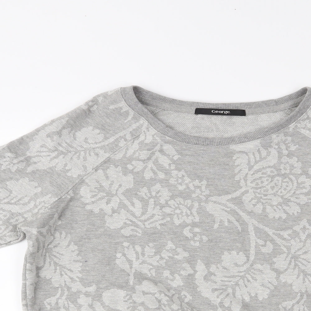 George Womens Grey Floral  Pullover Jumper Size 8