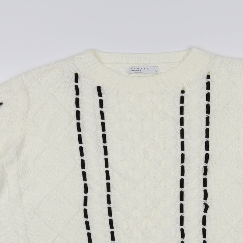 Papaya Womens White   Pullover Jumper Size L