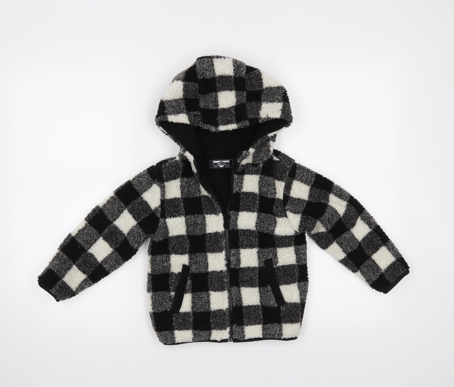 NEXT Boys Black Check  Full Zip Hoodie Size 4 Years