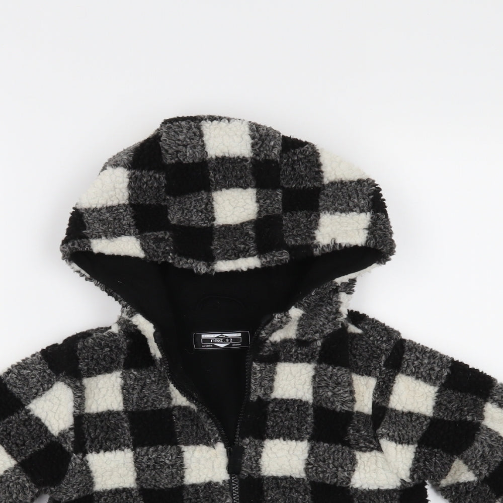 NEXT Boys Black Check  Full Zip Hoodie Size 4 Years