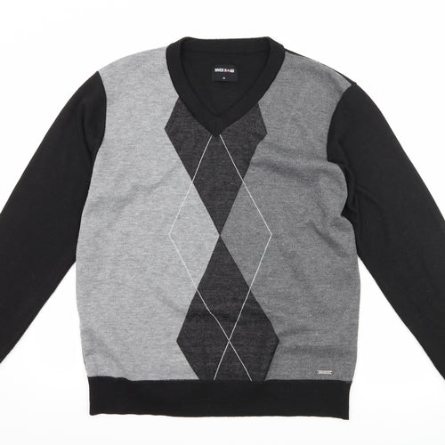 River Road Mens Black Argyle/Diamond  Pullover Jumper Size M