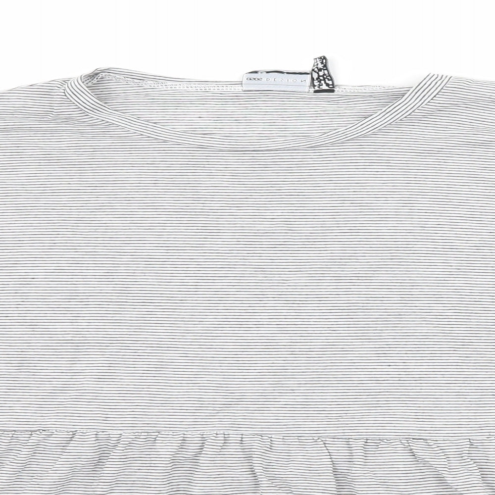 ASOS Womens White Striped  Basic T-Shirt Size 12  - Peplum Frill