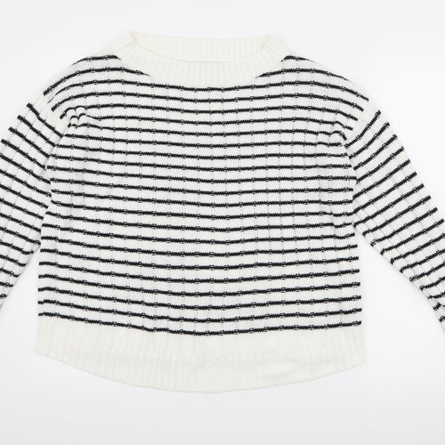 Boohoo Womens White Check  Pullover Jumper Size 10