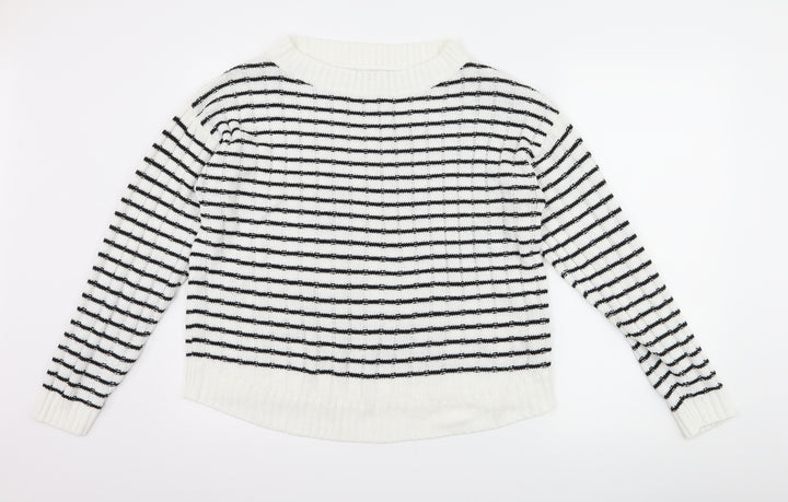 Boohoo Womens White Check Pullover Jumper Size 10
