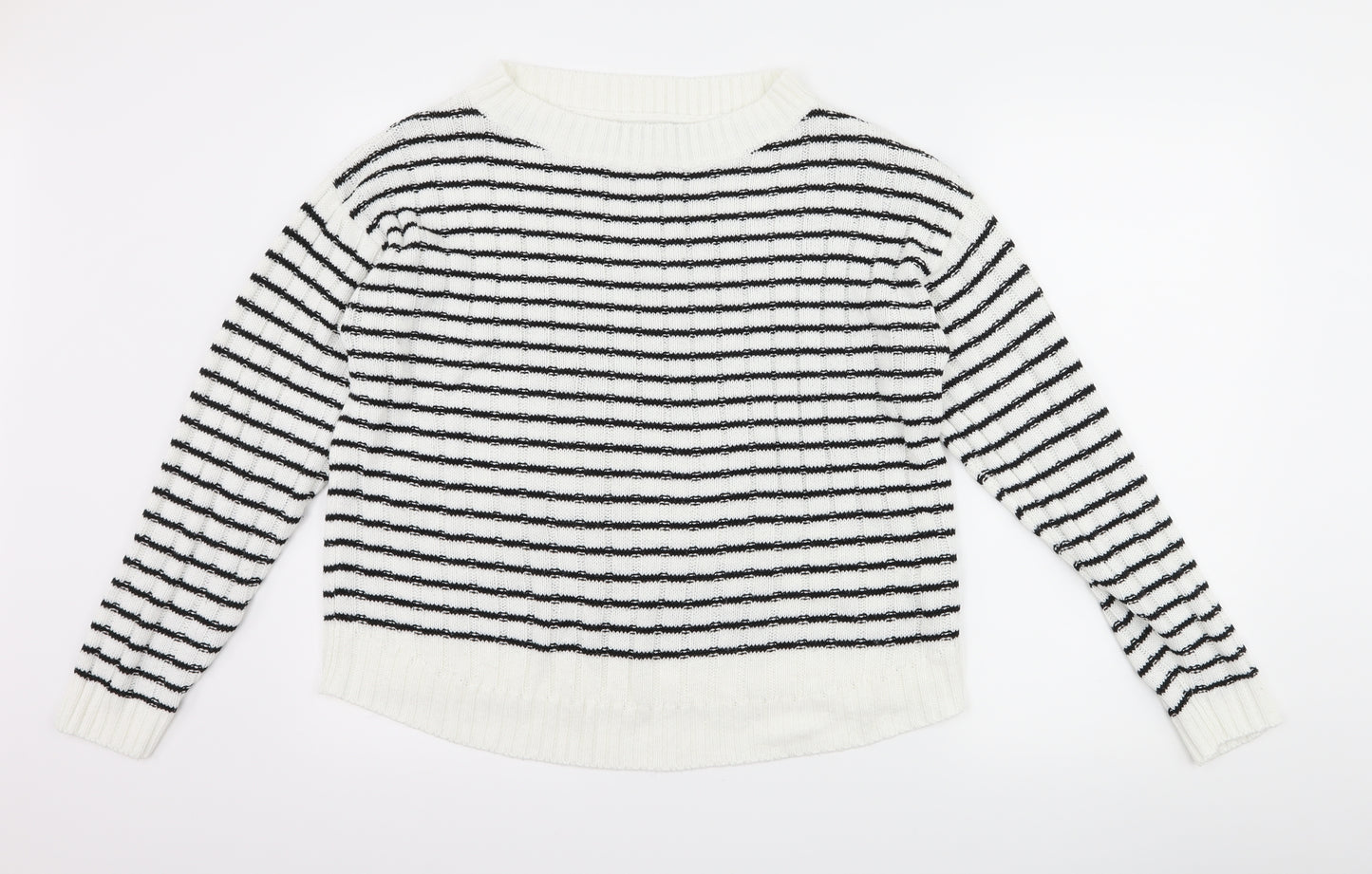 Boohoo Womens White Check  Pullover Jumper Size 10