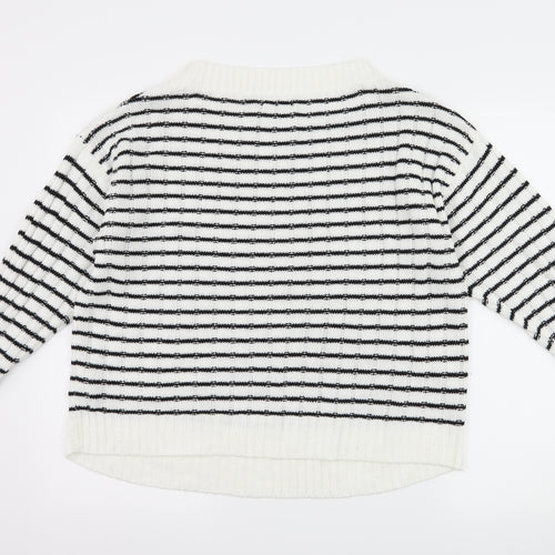 Boohoo Womens White Check  Pullover Jumper Size 10