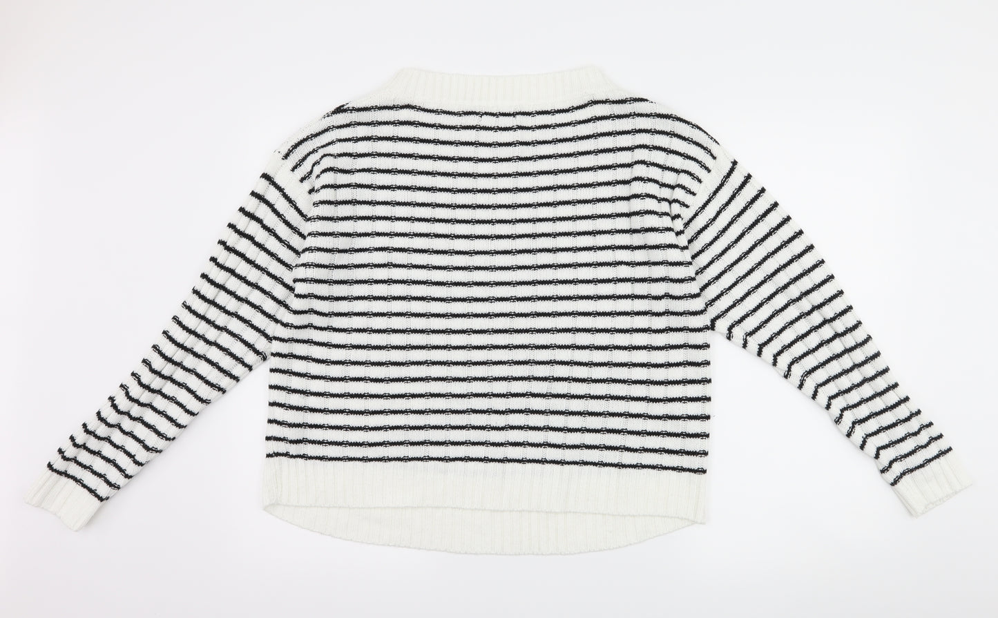 Boohoo Womens White Check  Pullover Jumper Size 10