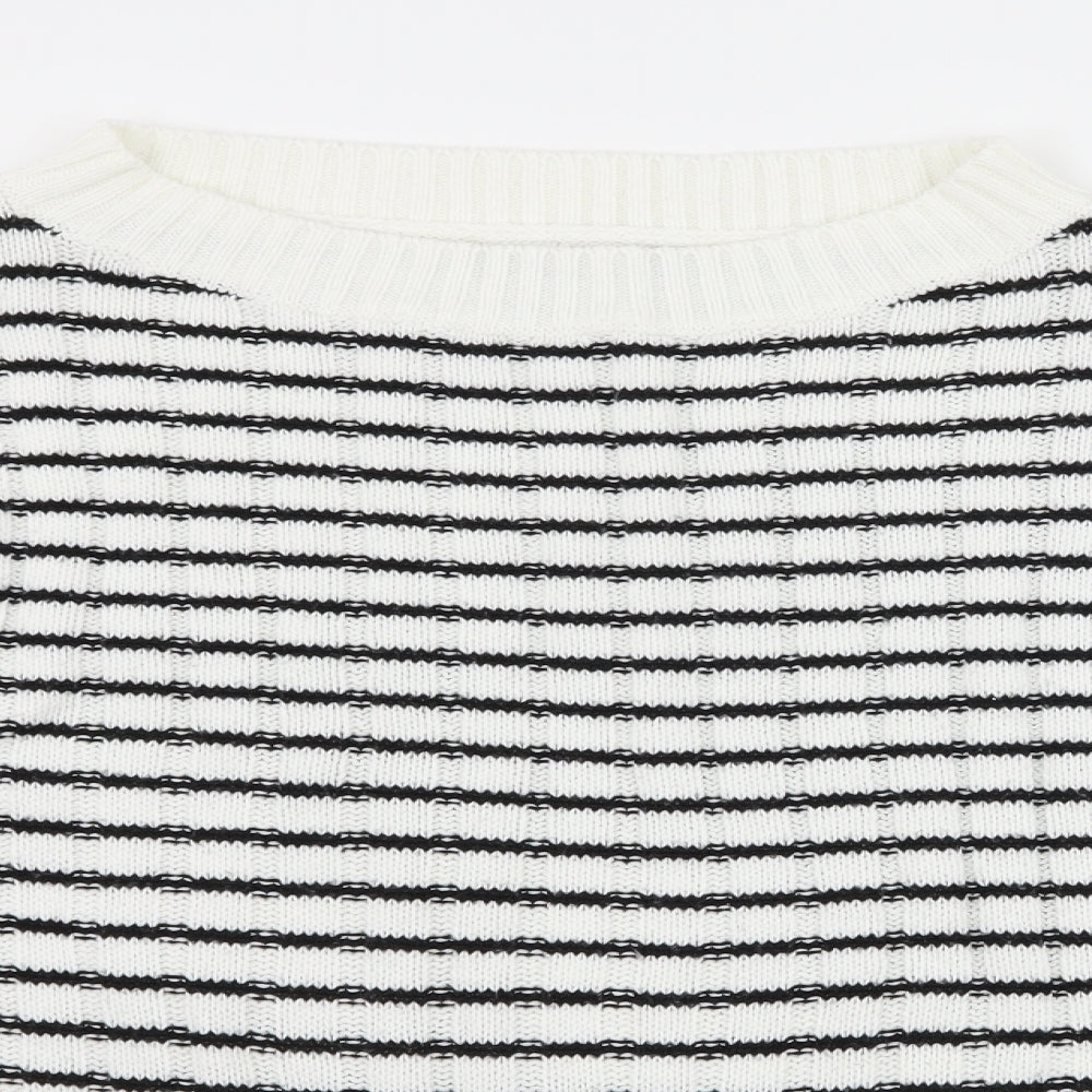 Boohoo Womens White Check  Pullover Jumper Size 10