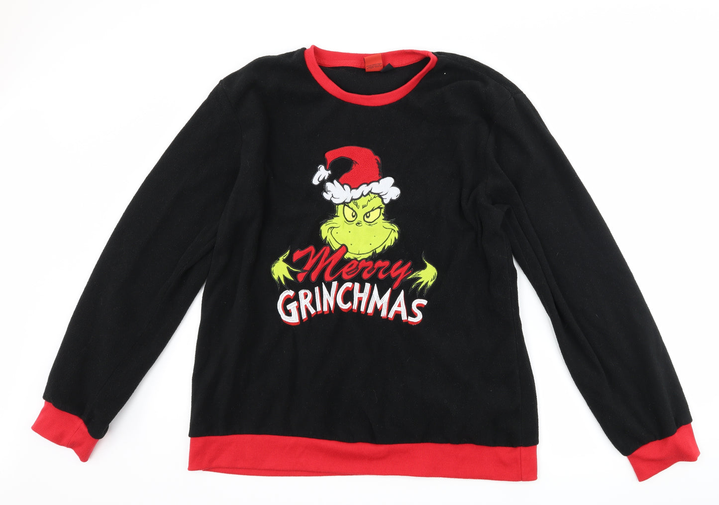 Primark Mens Black  Fleece  Pyjama Top Size XL  - The Grinch christmas