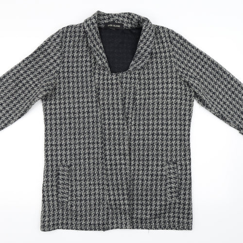 River Island Womens Black Houndstooth  Jacket Blazer Size 14