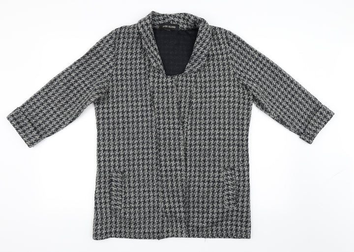 River Island Womens Black Houndstooth  Jacket Blazer Size 14