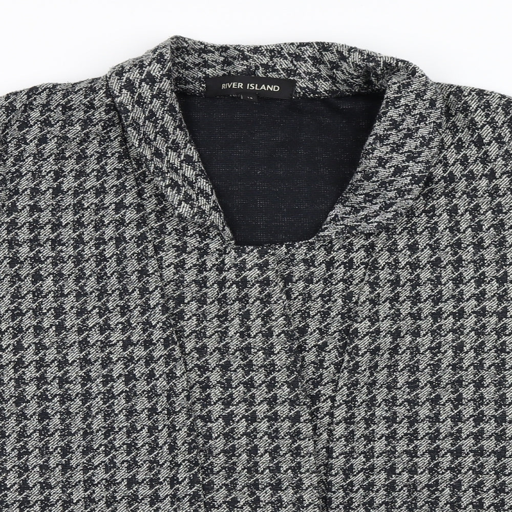River Island Womens Black Houndstooth  Jacket Blazer Size 14