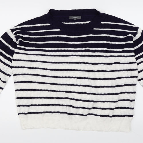 Studio Womens Blue Striped  Pullover Jumper Size 20