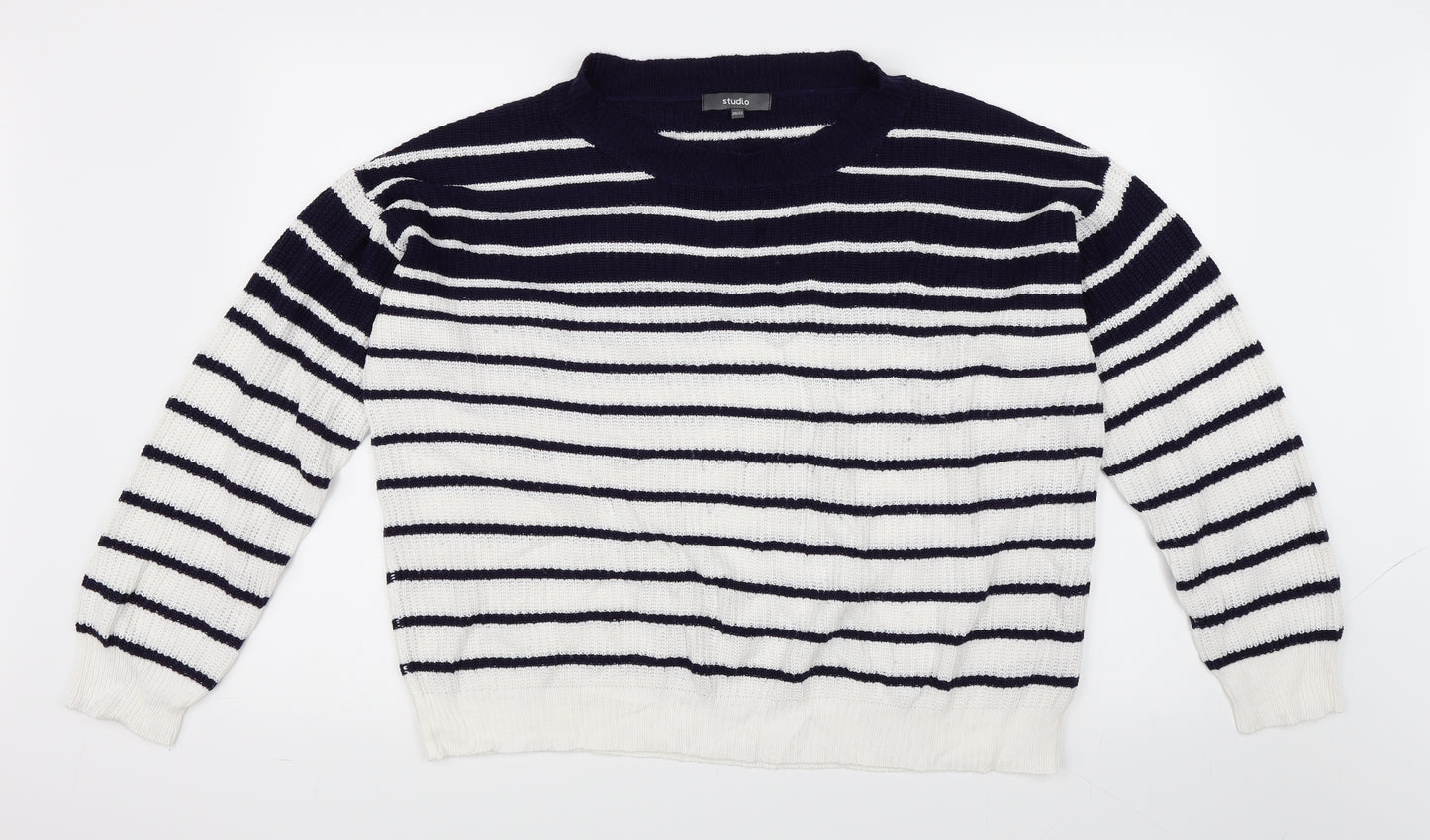 Studio Womens Blue Striped  Pullover Jumper Size 20