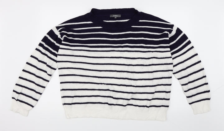 Studio Womens Blue Striped Pullover Jumper Size 20