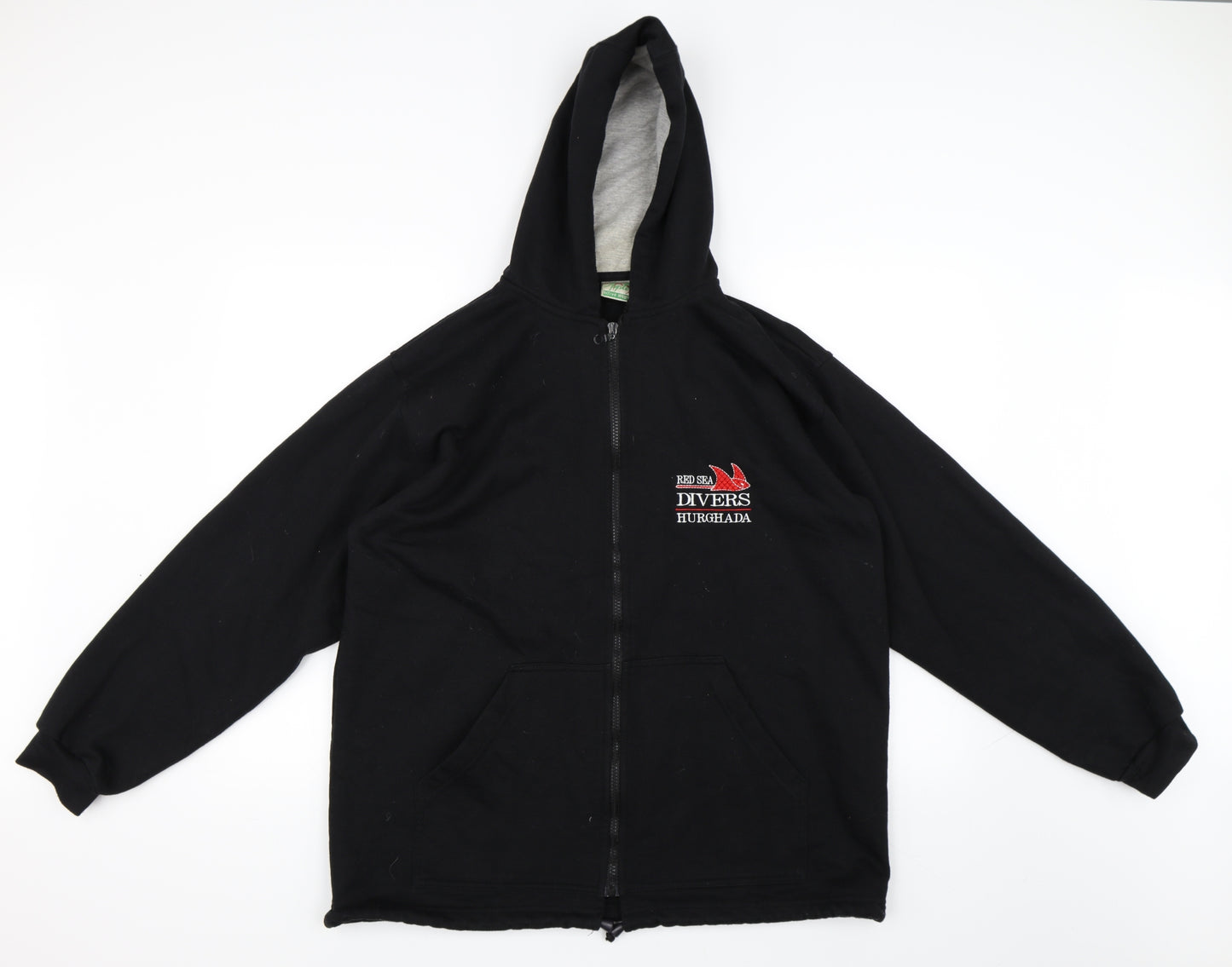 Preworn Mens Black   Full Zip Hoodie Size L  - Red Sea Divers Hurghada
