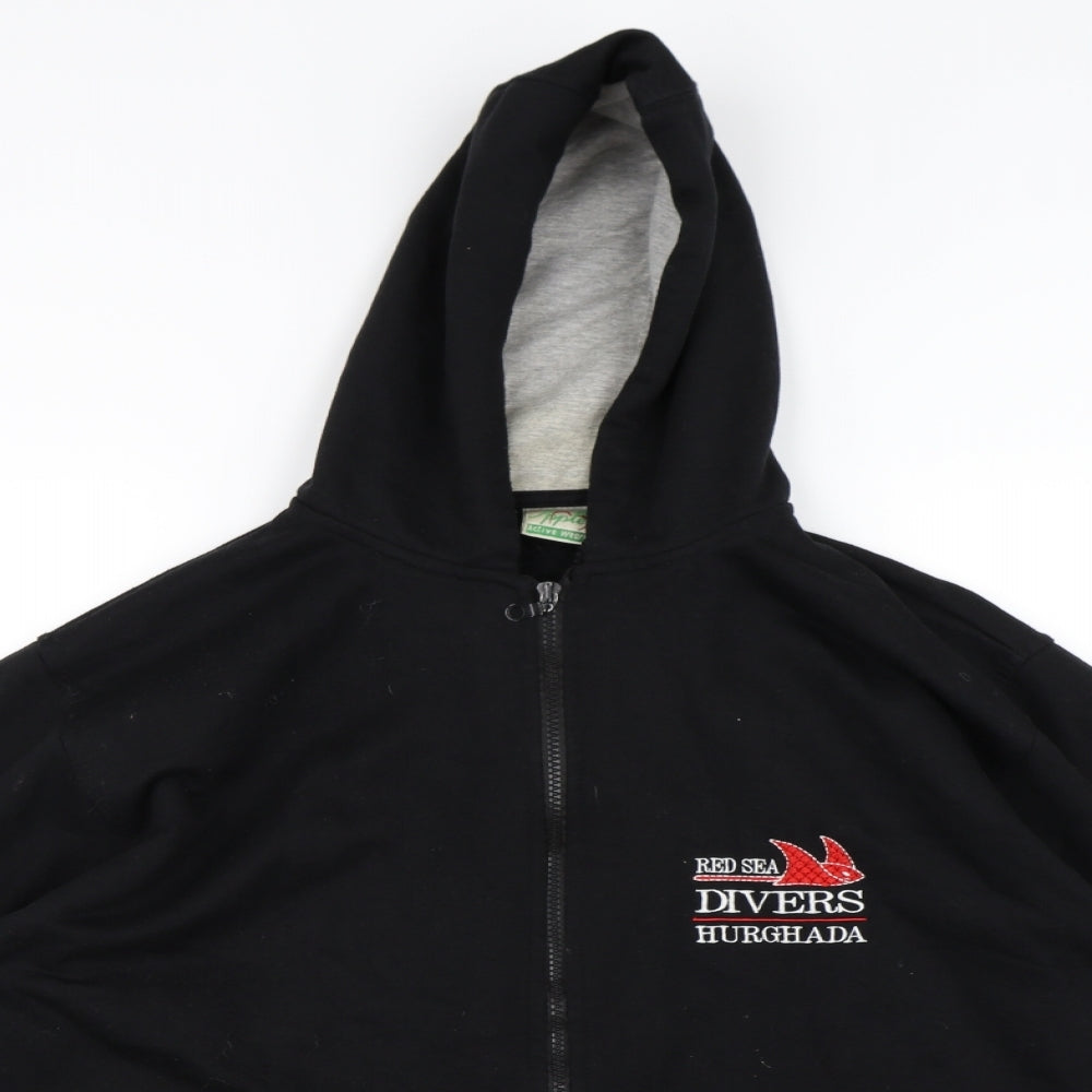 Preworn Mens Black   Full Zip Hoodie Size L  - Red Sea Divers Hurghada