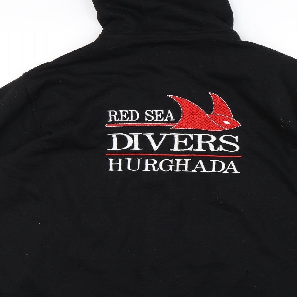 Preworn Mens Black   Full Zip Hoodie Size L  - Red Sea Divers Hurghada