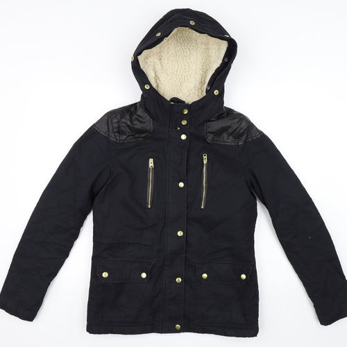 Topshop Womens Black   Parka Coat Size 8